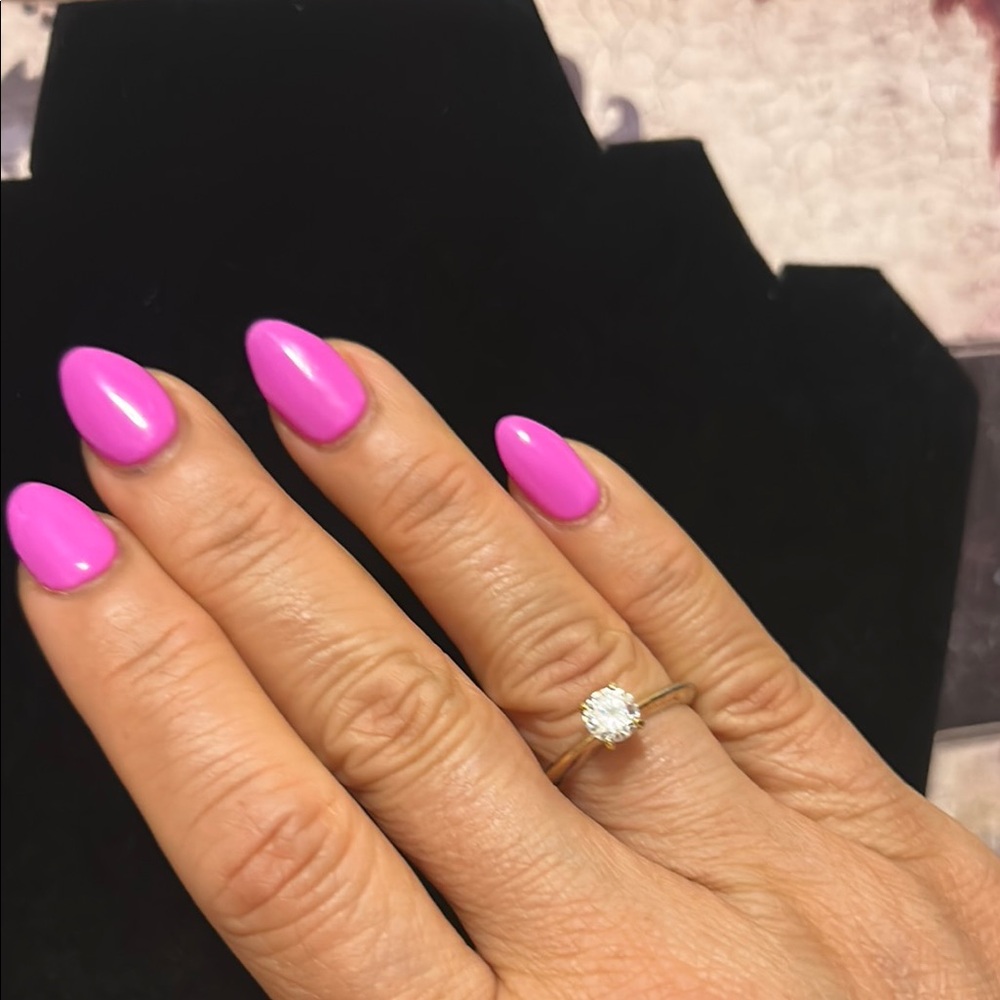 Gold Tone Ring with Diamond Accent Size 9 - Picture 3 of 12